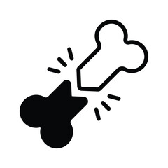Handy icon of cracked bone designed in glyph style