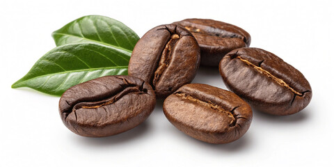 Obraz premium Set of fresh roasted coffee beans isolated on white background images light background