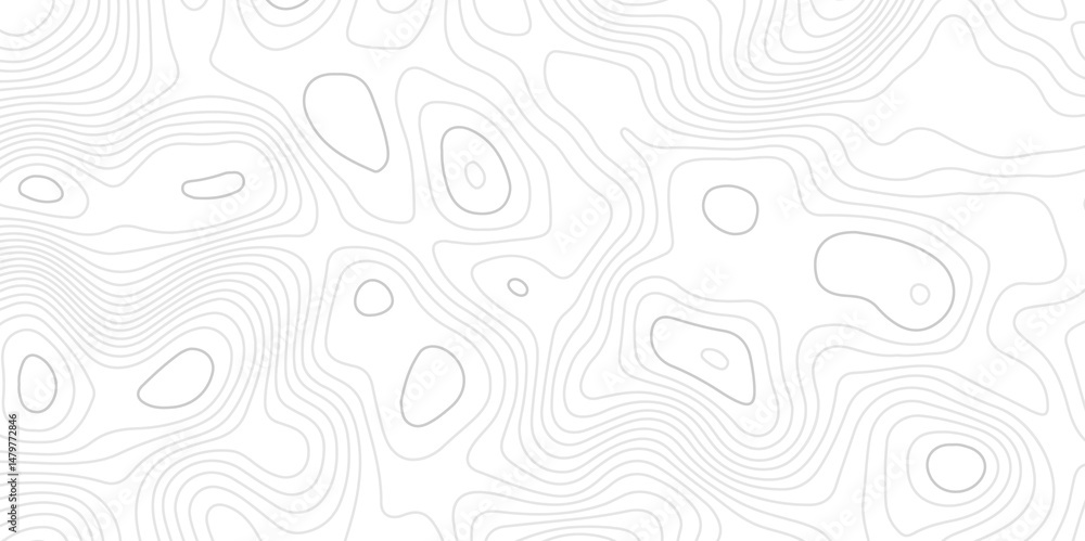 Fototapete black and white topography contour lines map isolated on white background.pattern with lines and dot