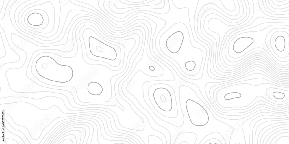 Fototapete black and white topography contour lines map isolated on white background.pattern with lines and dot