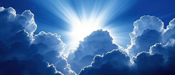 Radiant sun breaking through clouds