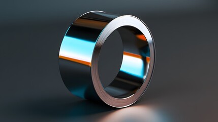 Metallic ring object with illuminated interior.