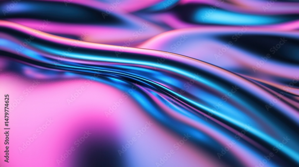Poster shimmering holographic texture weaving iridescent waves, sparkling dynamic background glitter partic