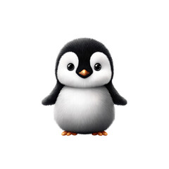 Fototapeta premium Adorable Penguin Standing with Flippers Open, Minimal Flat Vector, on Transparent Background