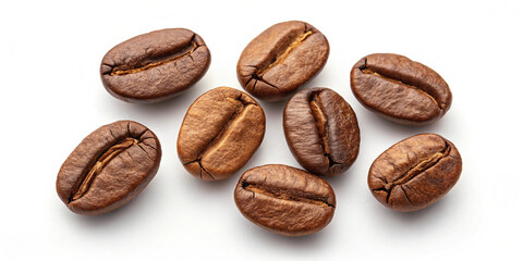 Fototapeta premium Set of fresh roasted coffee beans isolated on white background images light background