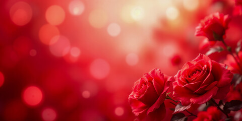 Romantic red rose bouquet with glowing bokeh background, perfect for love, valentine or wedding themes
