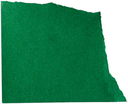 Ripped torn green paper piece on transparent background, paper tear cut out design element