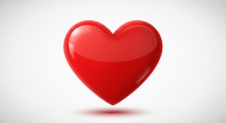 Glossy 3D red heart on white background displaying love and compassion