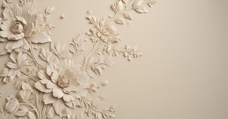 Cream textured surface, delicate floral embossing  , texture, pastel