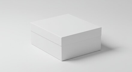 Fototapeta premium Minimalist presentation: Clean white box on a pristine surface showcasing simplicity