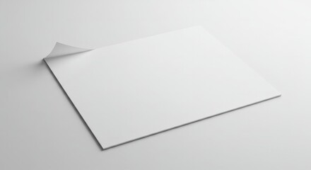 Clean white square paper with a corner lifting, minimal design invitation