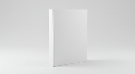 Minimalist presentation of a blank white book mockup against soft grey background