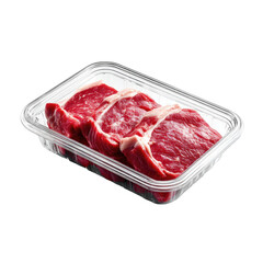 Food Packaging Tray for Fresh Meat, Sealed with Clear Plastic Wrap, No Brand