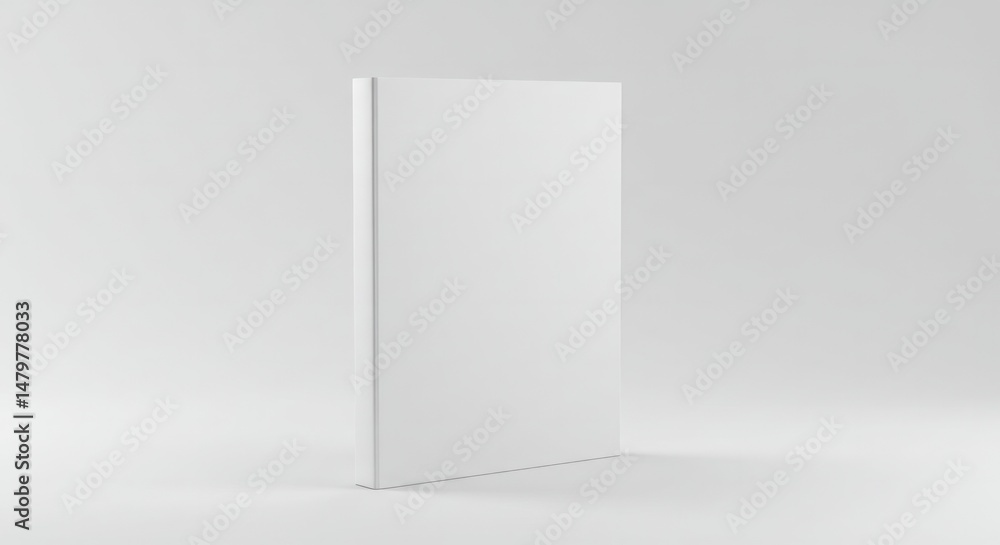 Poster minimalist book mockup on white backdrop displaying clean design for promotional usage