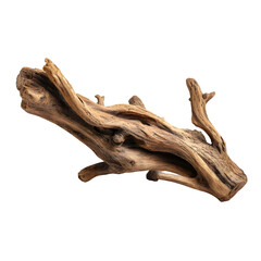 Fototapeta premium Driftwood piece, isolated on transparent background