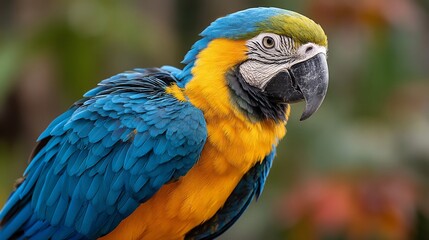 Fototapeta premium Macaw with blue and yellow plumage