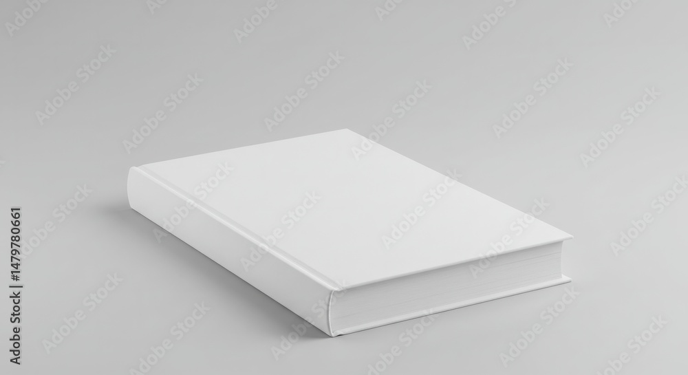 Poster elegant and minimalist image featuring a blank white book on a subtle gray backdrop
