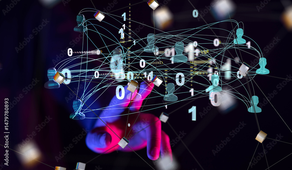 Aufkleber Abstract technology group and data 3d