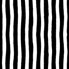 Bold seamless background with sketchy scribble stripes in black and white colors. Simple pattern with hand drawn chalk textured vertical lines. Abstract vector seamless wallpaper