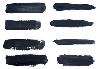 Set of black brush stroke isolated on white background