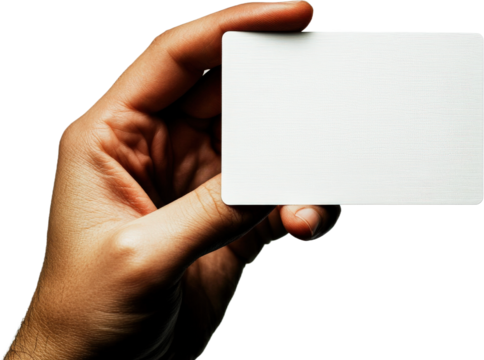 Blank Business Card Held in Hand