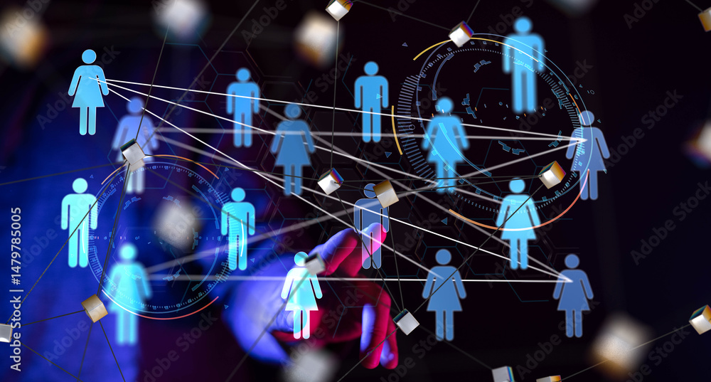 Aufkleber Abstract technology group and data 3d