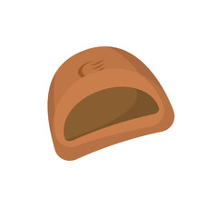 Half Manju Japanese Traditional Steamed Bun Cartoon Flat Illustration. Clean Icon Design Element on Isolated White Background