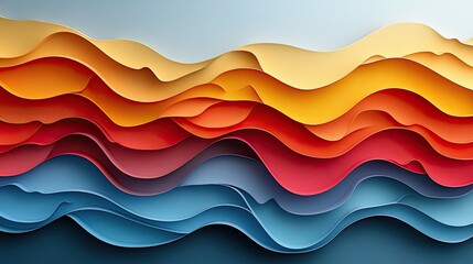 Fototapeta premium Abstract colorful paper waves, layered design, background texture, website banner