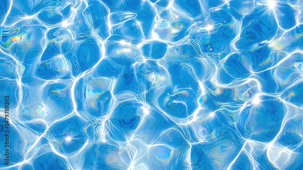Aufkleber sunlight reflecting on rippling pool surface, casting shimmering light patterns against dancing wate