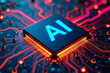 AI chip ablaze on motherboard