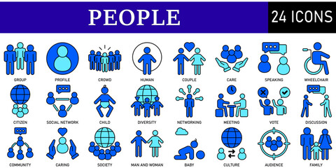 Fototapeta premium Set of people Icons or symbols Vector fully editable file.