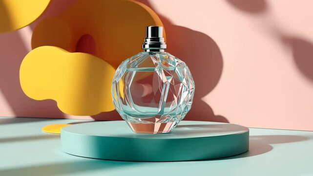 4K Studio Shot of Elegant Perfume Bottle with Glowing Highlights | Luxury Fragrance Branding Concept | Minimalist Product Beauty Shot