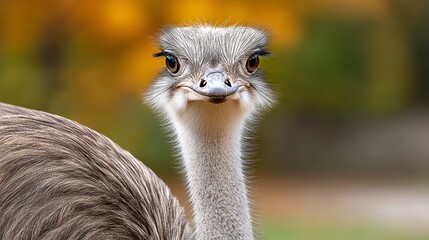 Ostrich stares curiously into the camera
