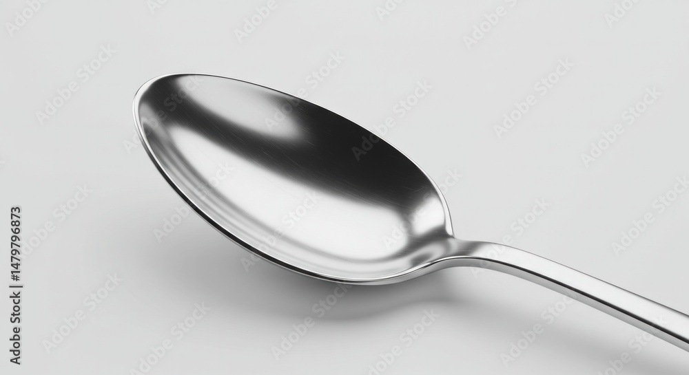 Poster elegant simplicity: a minimalistic close-up of a gleaming metallic spoon's gentle curve