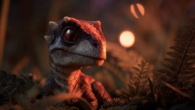 4K Close-Up of Baby Dinosaur Roaring Gently | Small Prehistoric Creature in Detailed Ancient Environment