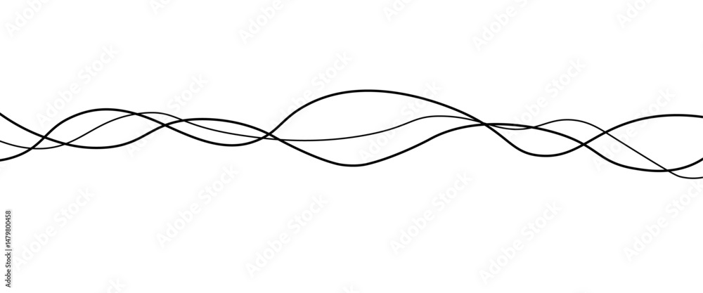 Poster vector black abstract wave thin curved lines graphic for design.