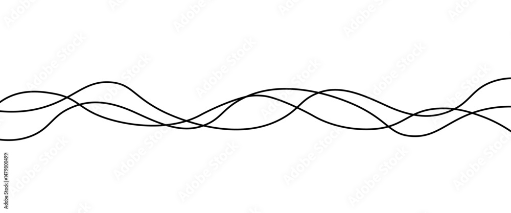 Poster vector black abstract wave thin curved lines graphic for design.