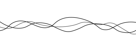 Vector black abstract wave thin curved lines graphic for design.