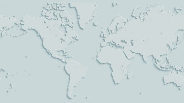 A white world map moves slowly. The movie continues to move forever without interruption.