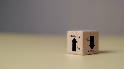 Wooden cube show business performance improvement and cost reduction strategies. Data analysis,...