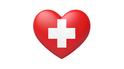Obraz premium Red heart with a white cross on transparent background