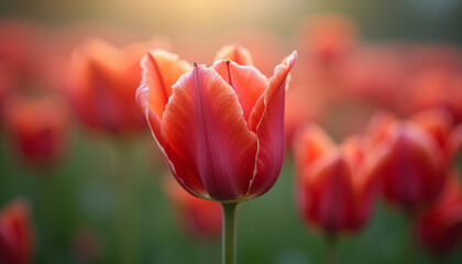 Red tulip flower Close up 