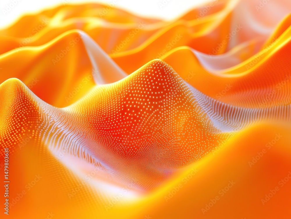 Poster abstract orange waves with intricate texture and smooth contours