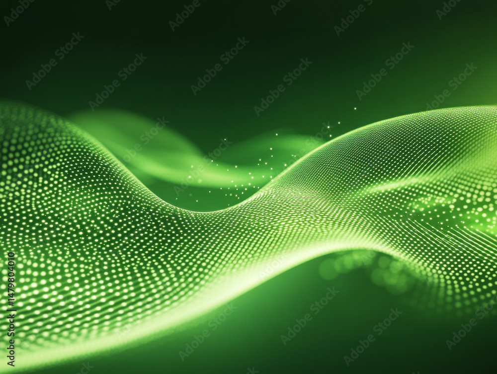 Poster abstract green wave pattern showcasing digital texture and depth effect