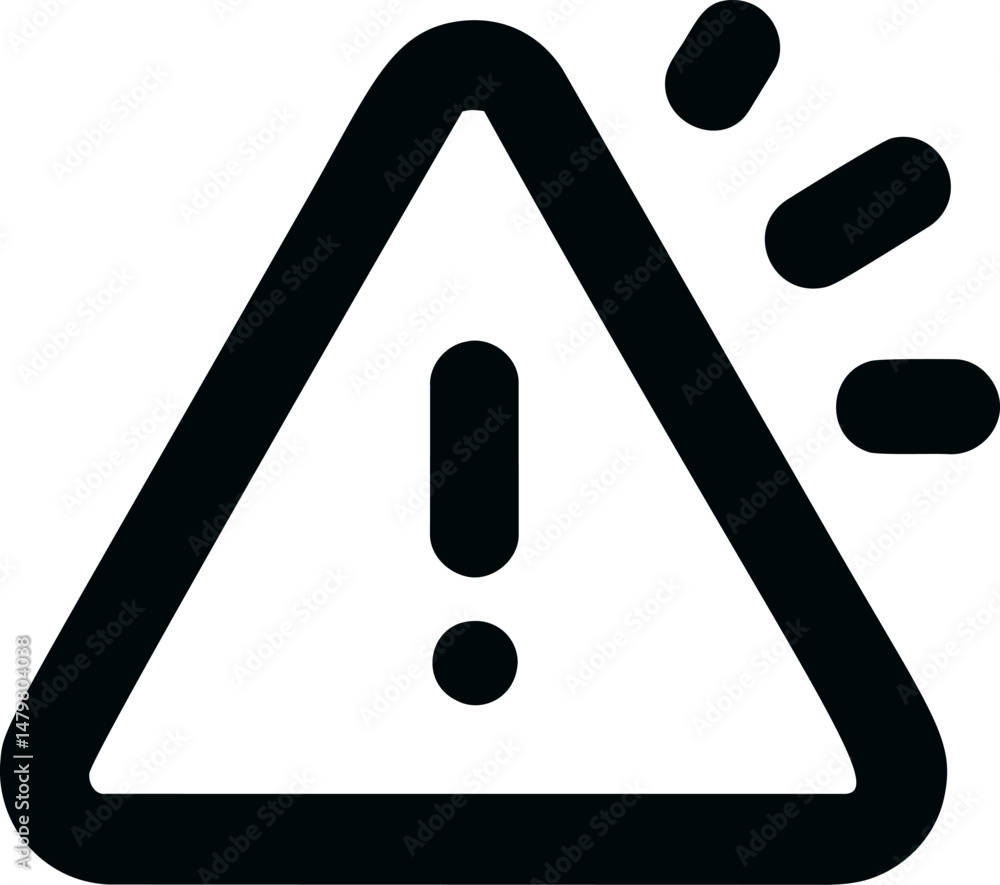 Poster triangle warning icon with exclamation mark and motion lines on white. vector illustration