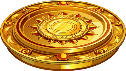 traditional gold plate isolated on white background