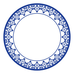 Round frame pattern floral design. ring shape. botanical, natural theme. for decoration, background, home decor, ceramic, fabric, tile. circular border.