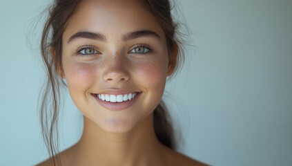 Obraz premium Beautiful young woman smiling brightly