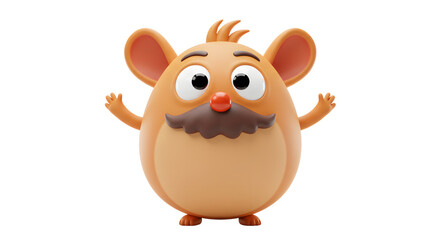 Naklejka premium Cute Cartoon Hamster Character With Mustache