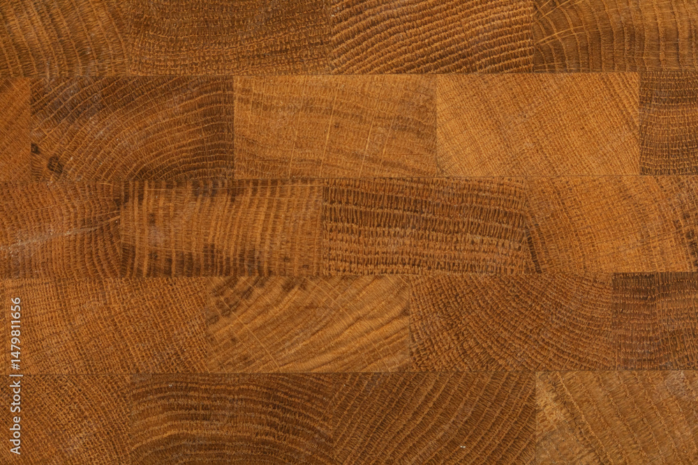 Poster High-resolution image of a rich brown wooden block texture, perfect for backgrounds and design projects.